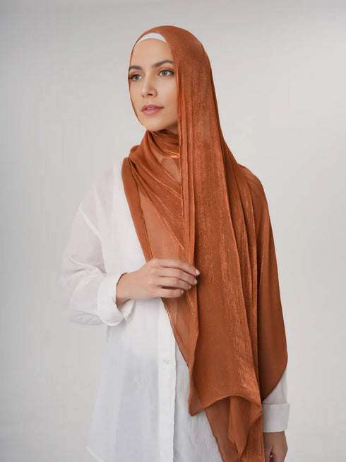 Aura Silky Organza Hijab - Copper Brown